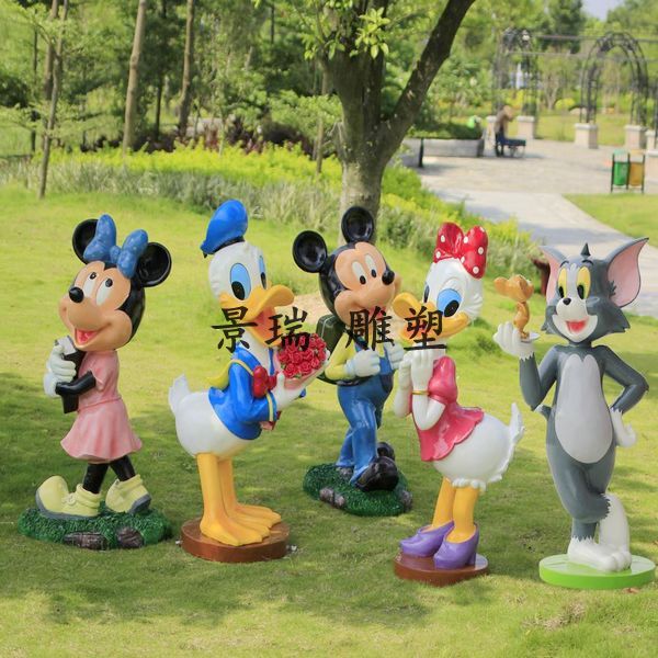 米老鼠唐老鴨玻璃鋼雕塑 卡通玻璃鋼雕塑 彩色玻璃鋼雕塑